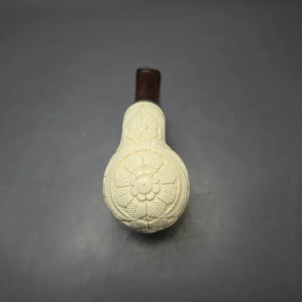 MBSD Meerschaum Silver Floral Brandy Reverse Calabash Block Meerschaum Pipe, New - Image 7
