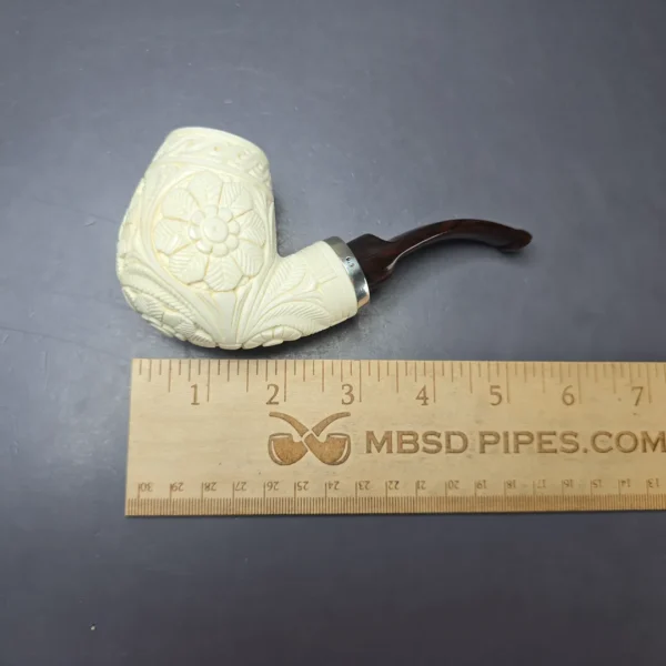 MBSD Meerschaum Silver Floral Brandy Reverse Calabash Block Meerschaum Pipe, New - Image 8