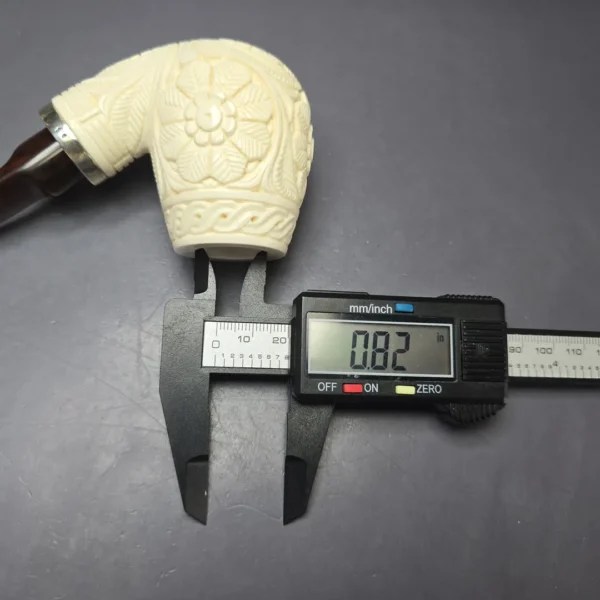 MBSD Meerschaum Silver Floral Brandy Reverse Calabash Block Meerschaum Pipe, New - Image 9