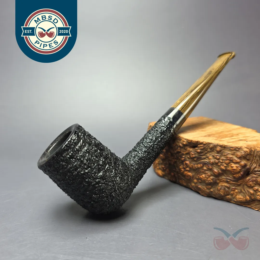 Walt Cannoy Cardinal House Munn Partially Rusticated Billiard Handmade Briar Pipe, New