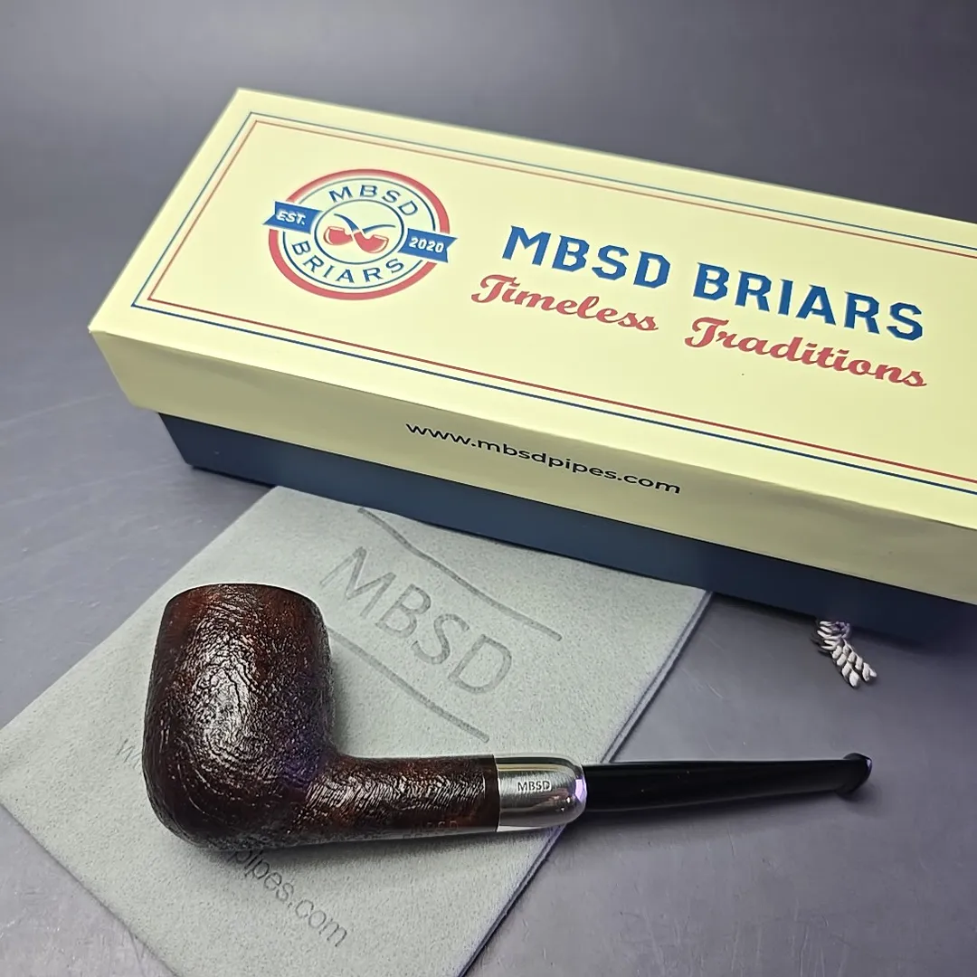 MBSD Briars Timeless Traditions 1 Sandblasted Billiard w/ Silver Handmade Briar Pipe, New - Image 2