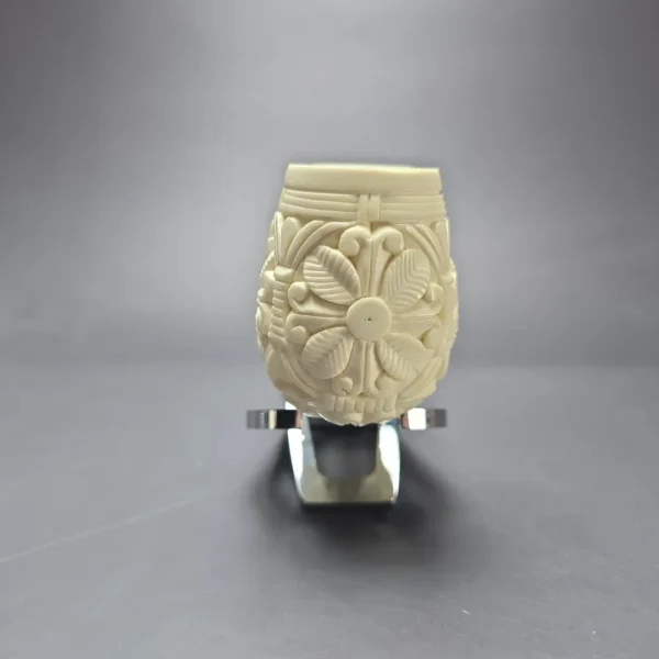 MBSD Meerschaum Silver Floral Brandy Reverse Calabash Block Meerschaum Pipe, New - Image 3