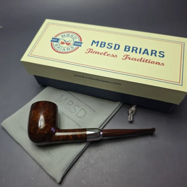 MBSD Briars Timeless Traditions 1 Smooth Billiard w/ Silver Handmade Briar Pipe, New - Image 3