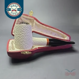 MBSD Meerschaum Deluxe Rusticated Poker Block Meerschaum Pipe, Briar-Mortise, New