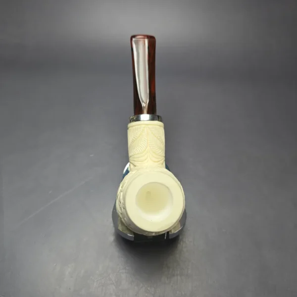 MBSD Meerschaum Silver Floral Brandy Reverse Calabash Block Meerschaum Pipe, New - Image 6