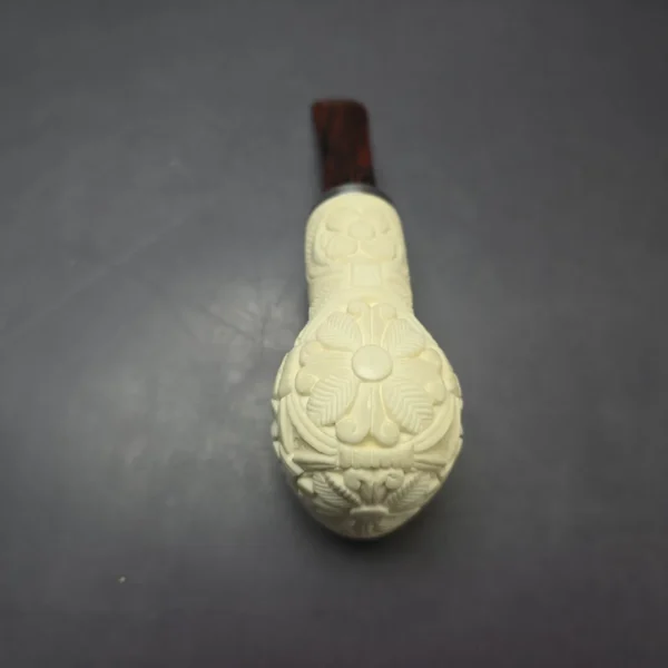 MBSD Meerschaum Silver Floral Brandy Reverse Calabash Block Meerschaum Pipe, New - Image 7