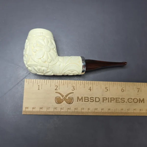 MBSD Meerschaum Silver Floral Brandy Reverse Calabash Block Meerschaum Pipe, New - Image 8