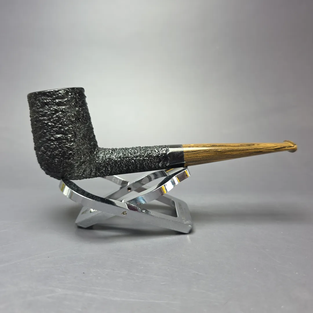 Walt Cannoy Cardinal House Munn Partially Rusticated Billiard Handmade Briar Pipe, New - Image 2
