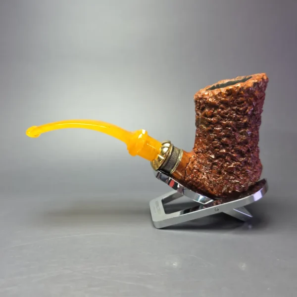 Don Carlos Two Note Melos XL Rusticated Dublin w/ Silver & Gold Estate Briar Pipe, Italian Estates - Image 4
