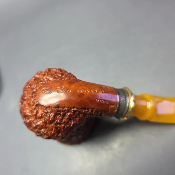 Don Carlos Two Note Melos XL Rusticated Dublin w/ Silver & Gold Estate Briar Pipe, Italian Estates - Image 8