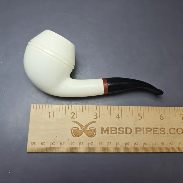 MBSD Meerschaum Deluxe Smooth Rhodesian Block Meerschaum Pipe, Briar-Mortise, 9mm - Image 8