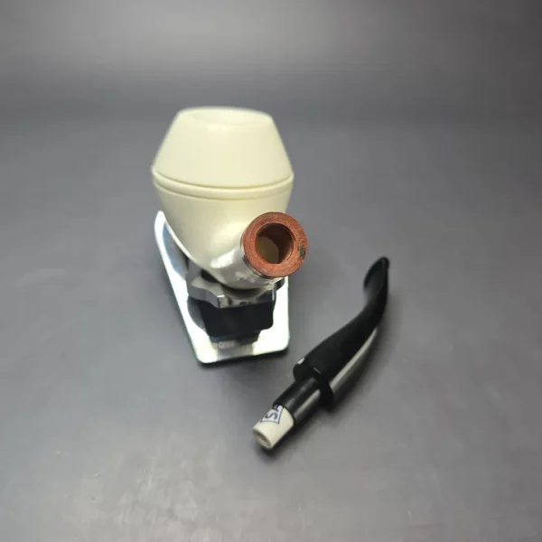 MBSD Meerschaum Deluxe Smooth Rhodesian Block Meerschaum Pipe, Briar-Mortise, 9mm - Image 10