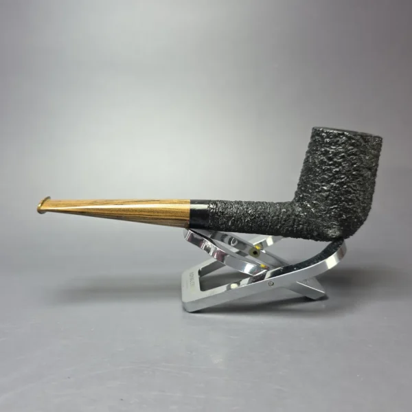 Walt Cannoy Cardinal House Munn Partially Rusticated Billiard Handmade Briar Pipe, New - Image 4