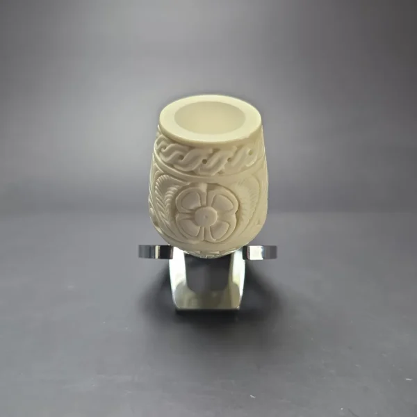 MBSD Meerschaum Silver Floral Anse Reverse Calabash Block Meerschaum Pipe, New - Image 3