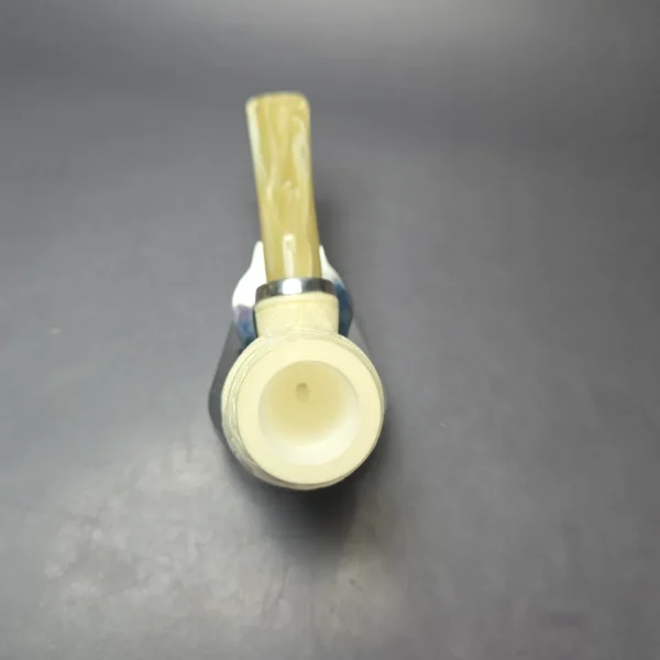 MBSD Meerschaum Silver Floral Anse Reverse Calabash Block Meerschaum Pipe, New - Image 6