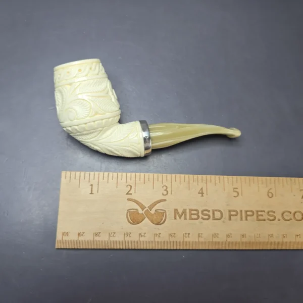 MBSD Meerschaum Silver Floral Anse Reverse Calabash Block Meerschaum Pipe, New - Image 7