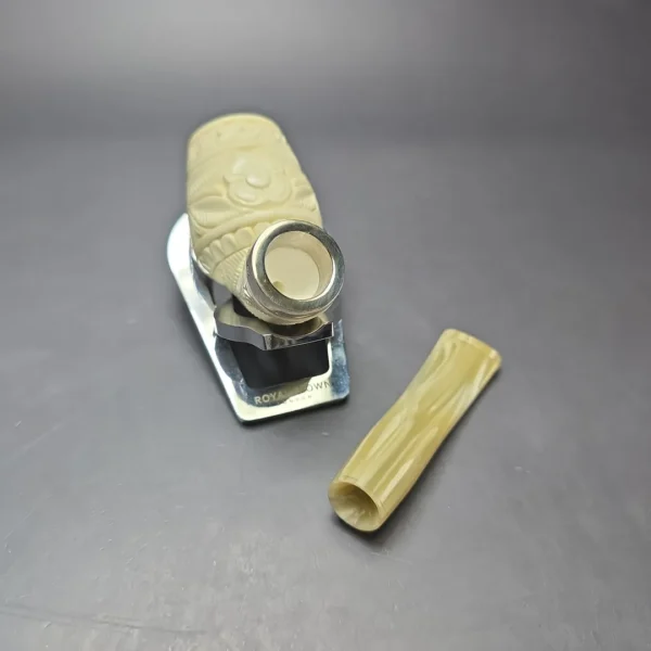 MBSD Meerschaum Silver Floral Anse Reverse Calabash Block Meerschaum Pipe, New - Image 9