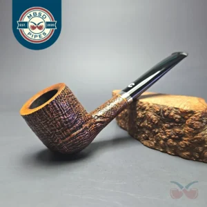 Il Ceppo Partially Sandblasted Oval Shank Billiard w/ Silver (1) Estate Briar Pipe, Italian Estates