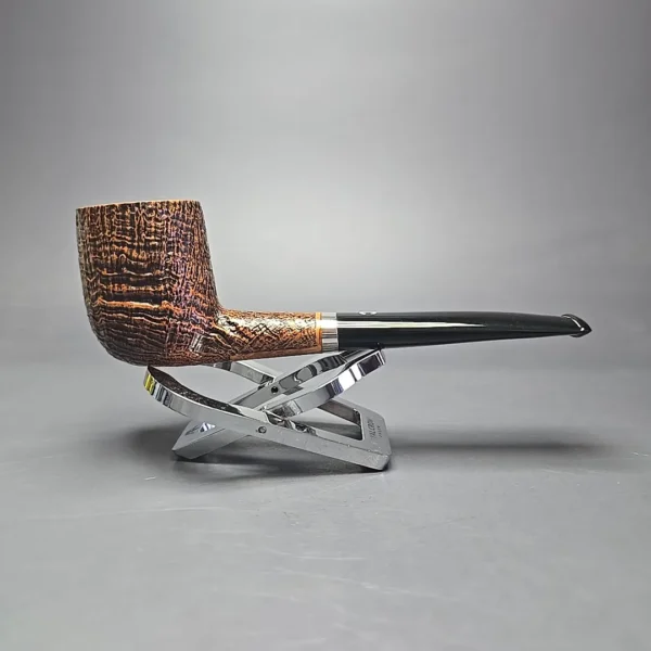 Il Ceppo Partially Sandblasted Oval Shank Billiard w/ Silver (1) Estate Briar Pipe, Italian Estates - Image 13