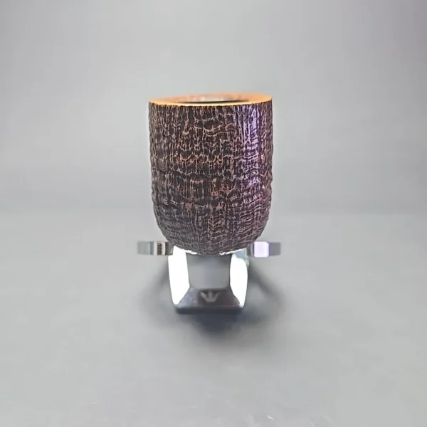 Il Ceppo Partially Sandblasted Oval Shank Billiard w/ Silver (1) Estate Briar Pipe, Italian Estates - Image 12