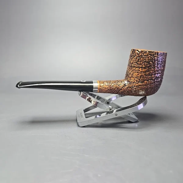 Il Ceppo Partially Sandblasted Oval Shank Billiard w/ Silver (1) Estate Briar Pipe, Italian Estates - Image 11