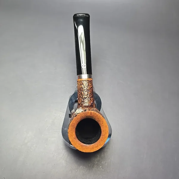 Il Ceppo Partially Sandblasted Oval Shank Billiard w/ Silver (1) Estate Briar Pipe, Italian Estates - Image 9