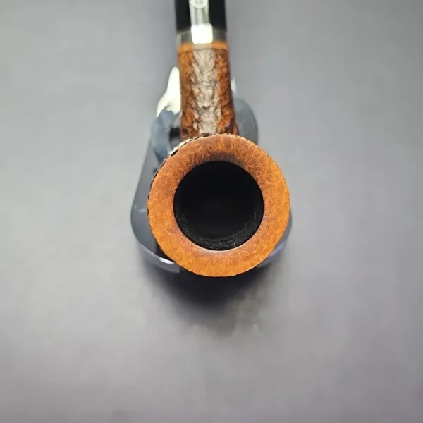 Il Ceppo Partially Sandblasted Oval Shank Billiard w/ Silver (1) Estate Briar Pipe, Italian Estates - Image 8