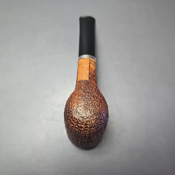 Il Ceppo Partially Sandblasted Oval Shank Billiard w/ Silver (1) Estate Briar Pipe, Italian Estates - Image 7