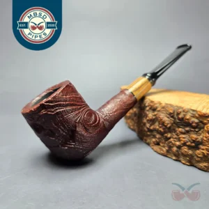 MBSD Briars by Piero Vitale Vintage Sandblasted Billiard w/ Olivewood Briar Pipe, New
