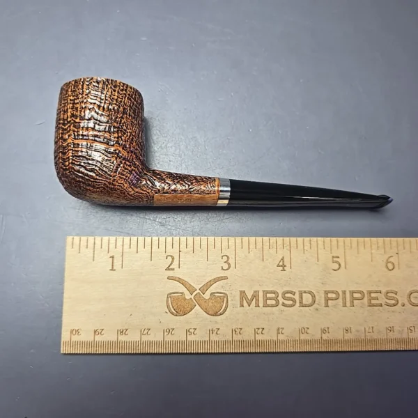 Il Ceppo Partially Sandblasted Oval Shank Billiard w/ Silver (1) Estate Briar Pipe, Italian Estates - Image 5