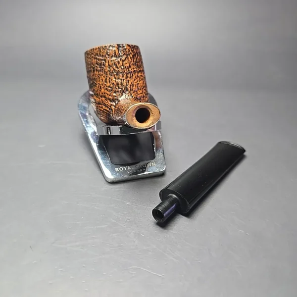 Il Ceppo Partially Sandblasted Oval Shank Billiard w/ Silver (1) Estate Briar Pipe, Italian Estates - Image 3