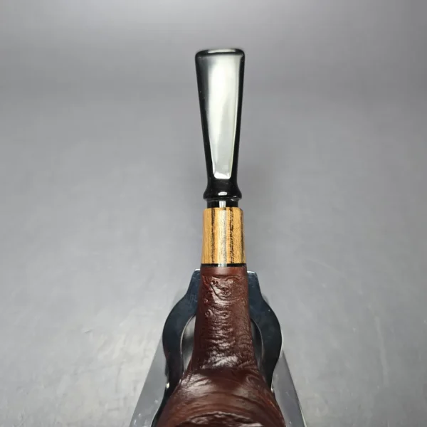 MBSD Briars by Piero Vitale Vintage Sandblasted Billiard w/ Olivewood Briar Pipe, New - Image 7