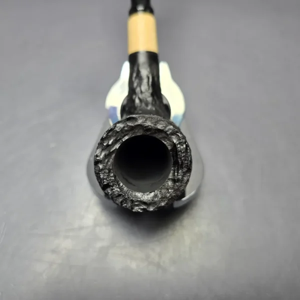 MBSD Briars by Piero Vitale Black Rusticated Billiard w/ Boxwood Briar Pipe, New - Image 7