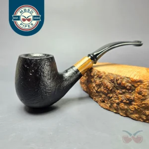MBSD Briars by Piero Vitale Black Sandblasted Brandy w/ Olivewood Briar Pipe, New