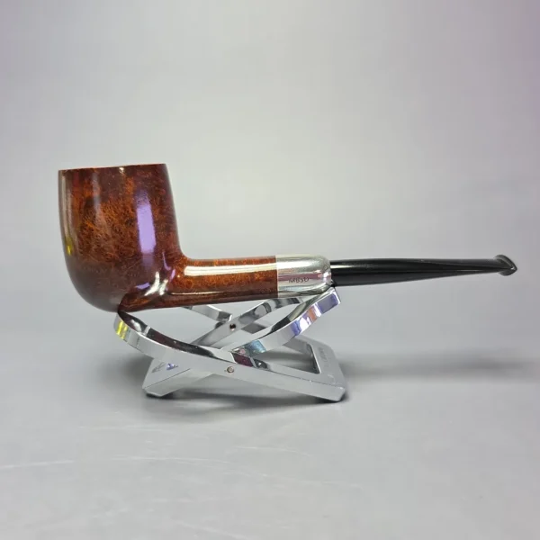 MBSD Briars Timeless Traditions 1 Smooth Billiard w/ Silver Handmade Briar Pipe, New - Image 3