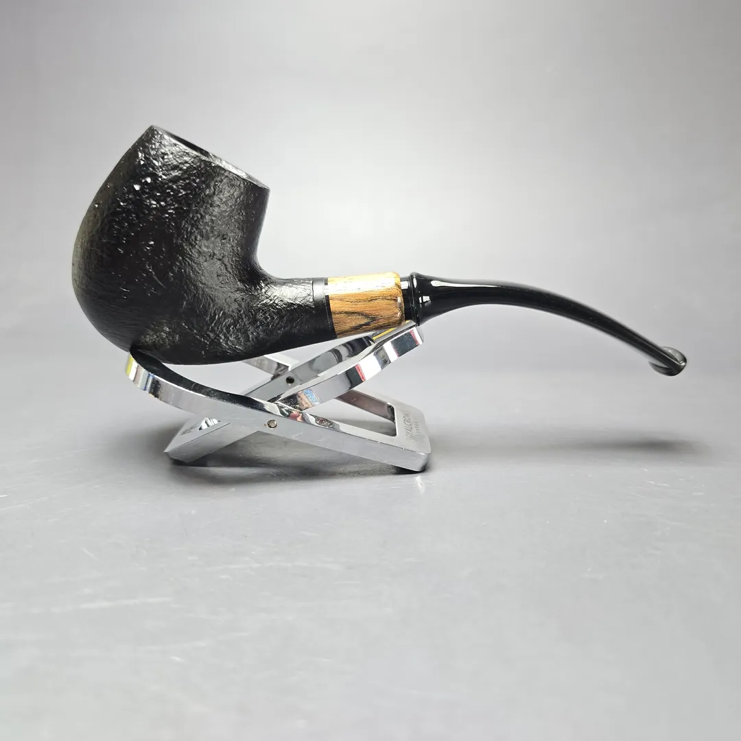 MBSD Briars by Piero Vitale Black Sandblasted Brandy w/ Olivewood Briar Pipe, New - Image 2