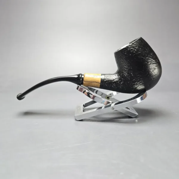 MBSD Briars by Piero Vitale Black Sandblasted Brandy w/ Olivewood Briar Pipe, New - Image 4