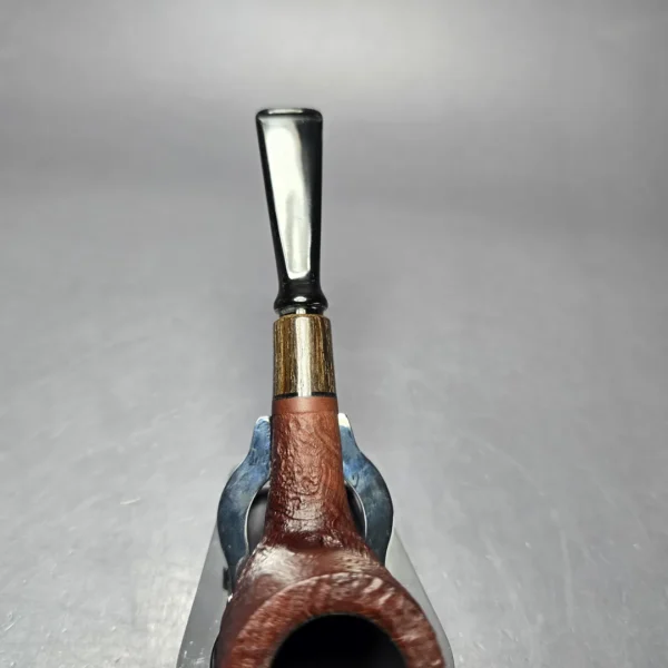 MBSD Briars by Piero Vitale Vintage Sandblasted Billiard w/ Zebrawood Briar Pipe, New - Image 7