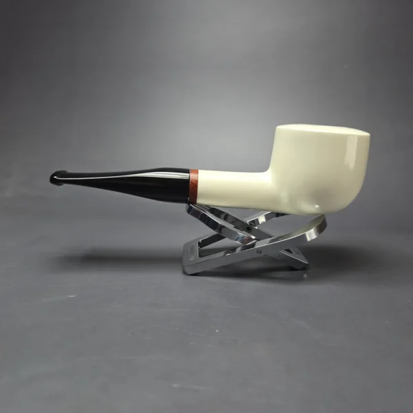 MBSD Meerschaum Deluxe Smooth Pot Block Meerschaum Pipe, Briar-Mortise, 9mm - Image 4