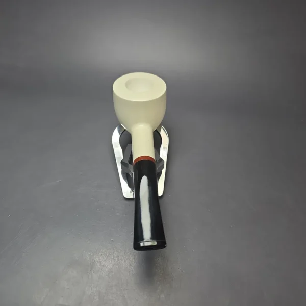 MBSD Meerschaum Deluxe Smooth Pot Block Meerschaum Pipe, Briar-Mortise, 9mm - Image 5