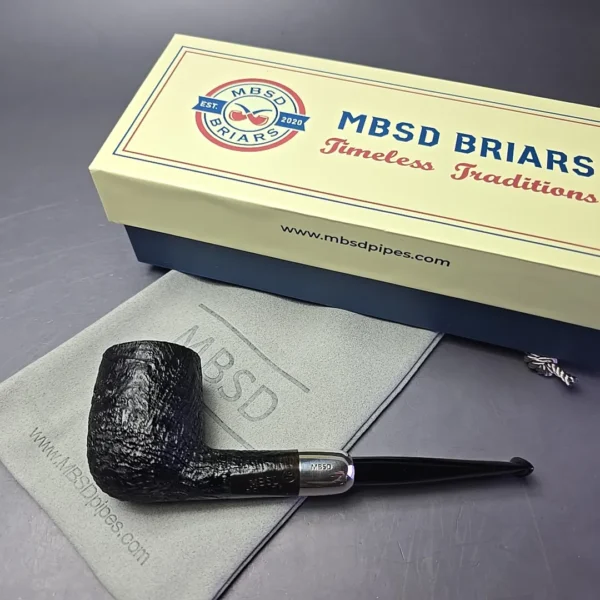 MBSD Briars Timeless Traditions 1 Sandblasted Billiard w/ Silver Handmade Briar Pipe, New - Image 3