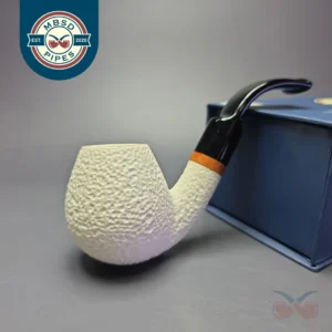 MBSD Meerschaum Deluxe Rusticated Brandy Block Meerschaum Pipe, Briars-Mortise