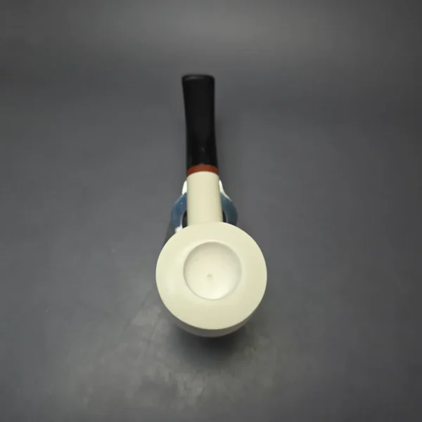 MBSD Meerschaum Deluxe Smooth Pot Block Meerschaum Pipe, Briar-Mortise, 9mm - Image 6