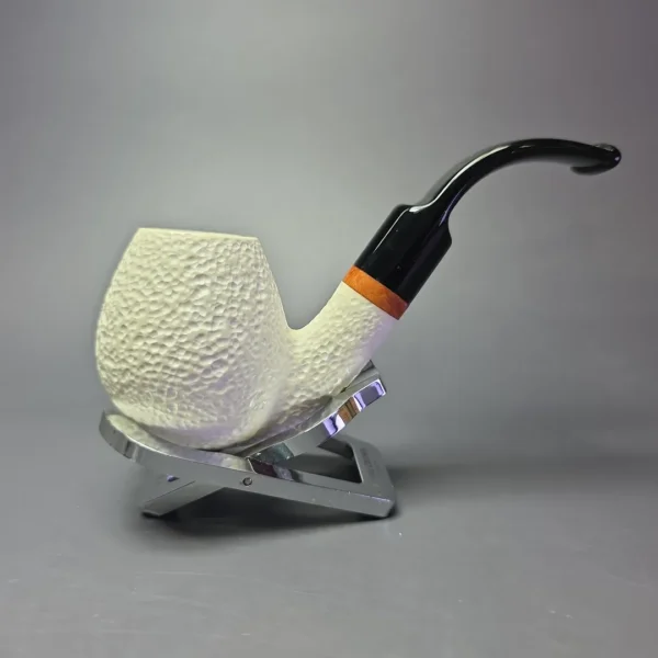 MBSD Meerschaum Deluxe Rusticated Brandy Block Meerschaum Pipe, Briars-Mortise - Image 3