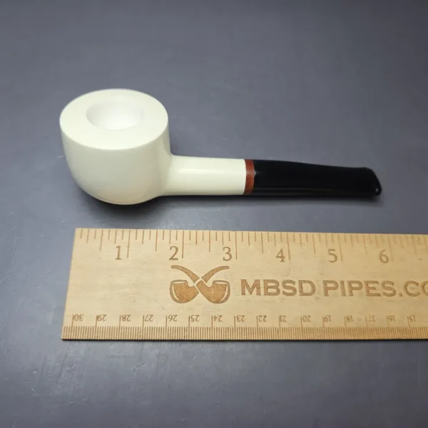 MBSD Meerschaum Deluxe Smooth Pot Block Meerschaum Pipe, Briar-Mortise, 9mm - Image 8