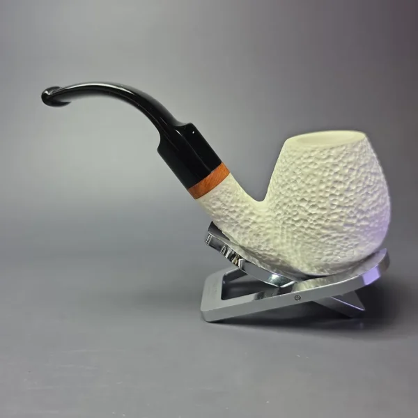 MBSD Meerschaum Deluxe Rusticated Brandy Block Meerschaum Pipe, Briars-Mortise - Image 5