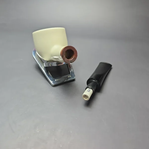 MBSD Meerschaum Deluxe Smooth Pot Block Meerschaum Pipe, Briar-Mortise, 9mm - Image 10