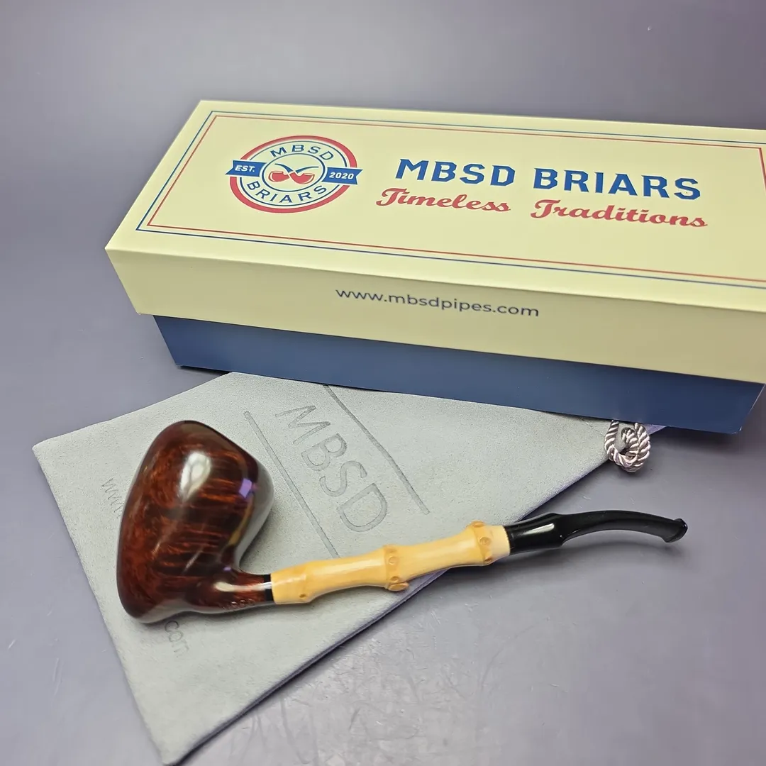MBSD Briars Modern Masters 1 Smooth Peewit w/ Bamboo Briar Pipe, New - Image 2