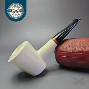 MBSD Meerschaum Deluxe XL Smooth Poker Block Meerschaum Pipe, Briar-Mortise, New