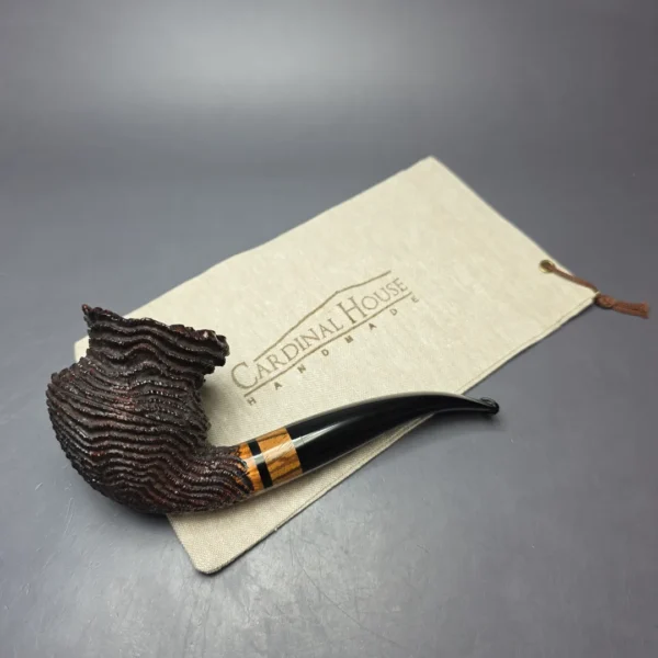 Walt Cannoy Cardinal House Morton Rusticated Amphora Handmade Briar Pipe, New - Image 12